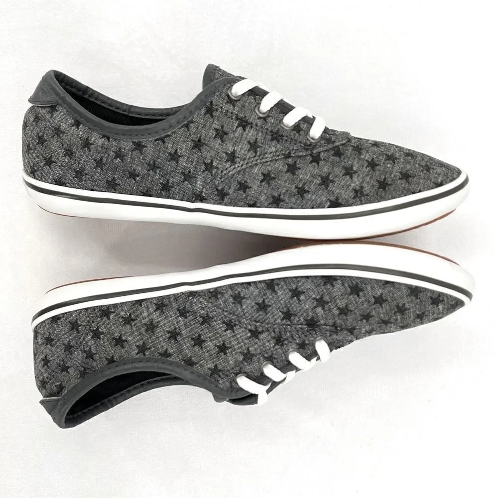 Vans Authentic Huntley Chambray Stars Gray White Sneakers Size 6.5